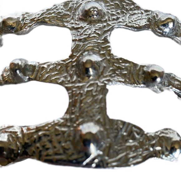 Belt Buckle Silver Tone Metal Cut-out Design Biker Gothic Rockstar Heavy Metal - Picture 4 of 6